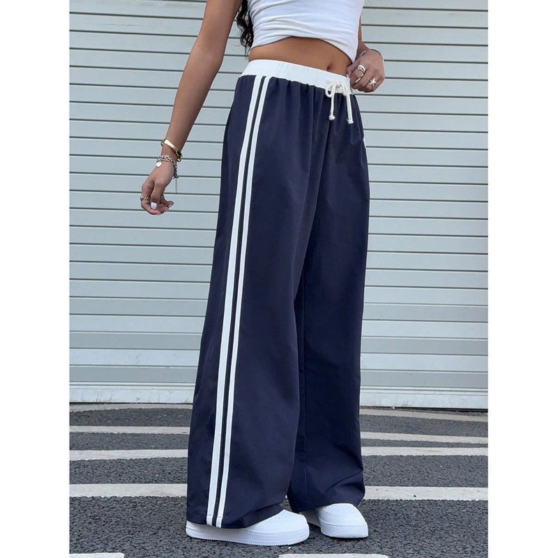 Korean Style High Waist Casual Pants Women'S New Loose Straight Tube Long Pants Bar Stitching Sports Sweatpants Trendy - Image 4